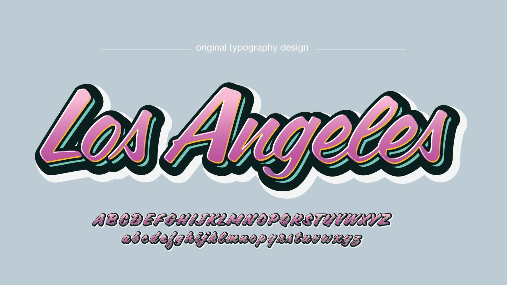 pink modern 3d cursive sticker style typography vector