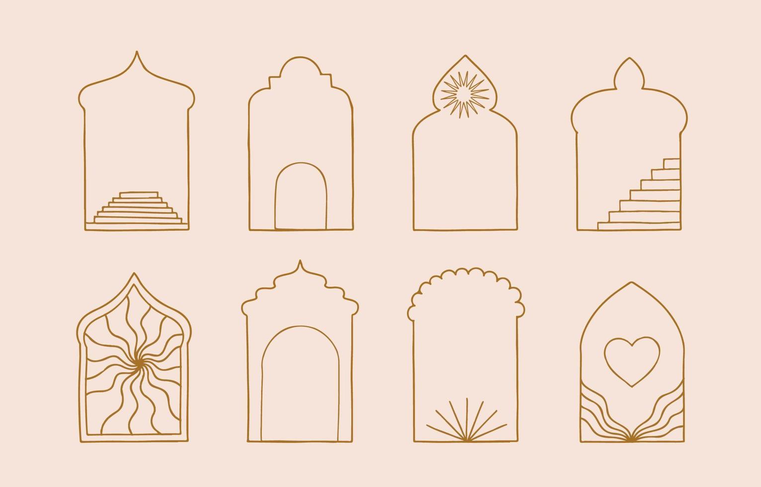 Collection of line design with window,door,arch.Editable vector illustration for website, sticker, tattoo,icon