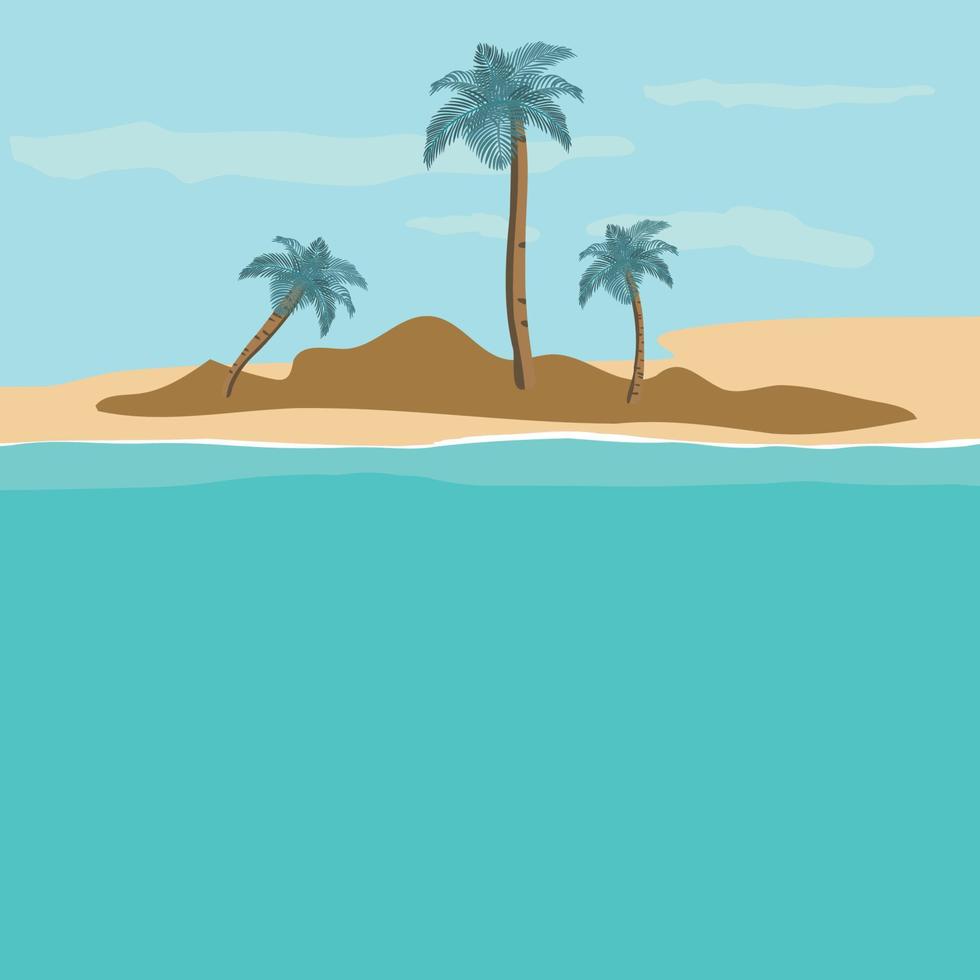 Summer background with coconut tree, palm, on the beach vector