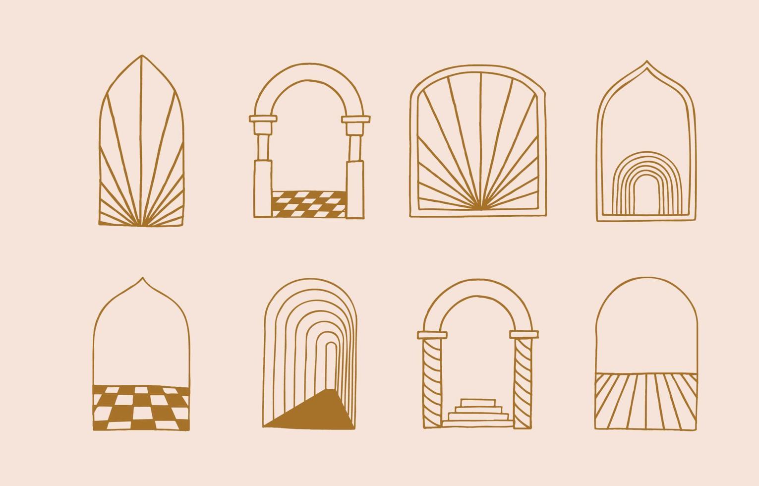 Collection of line design with sun,window,building.Editable vector illustration for social media,icon