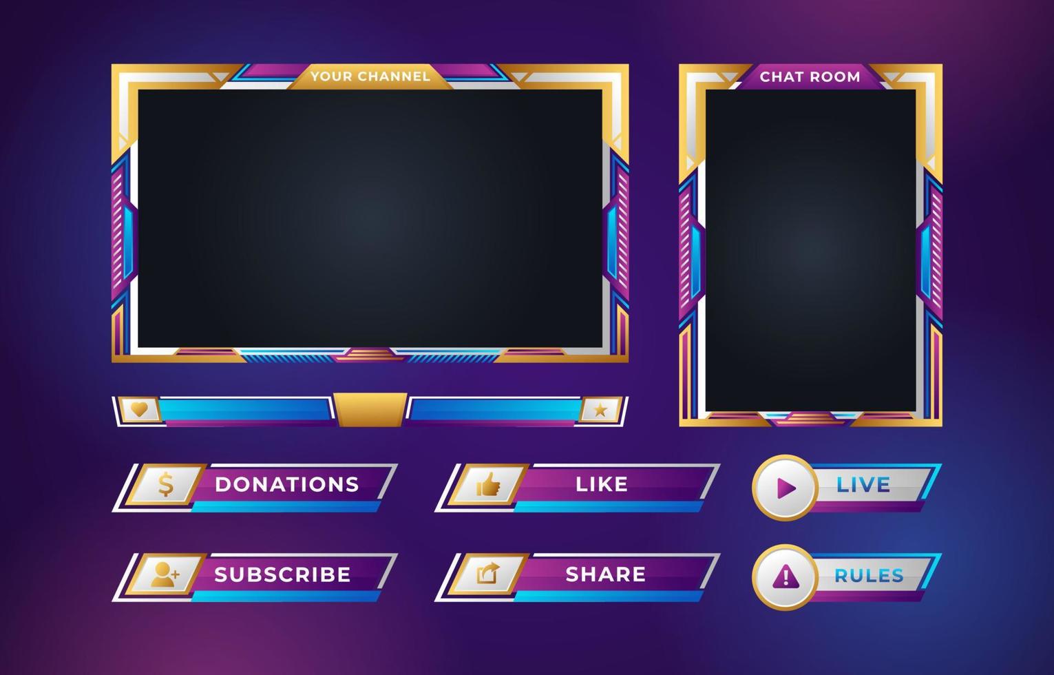 Gaming Streaming Banner Overlay Template vector