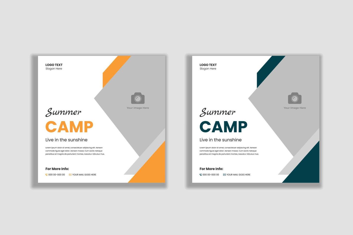 Summer Camp social media post and web banner template design vector