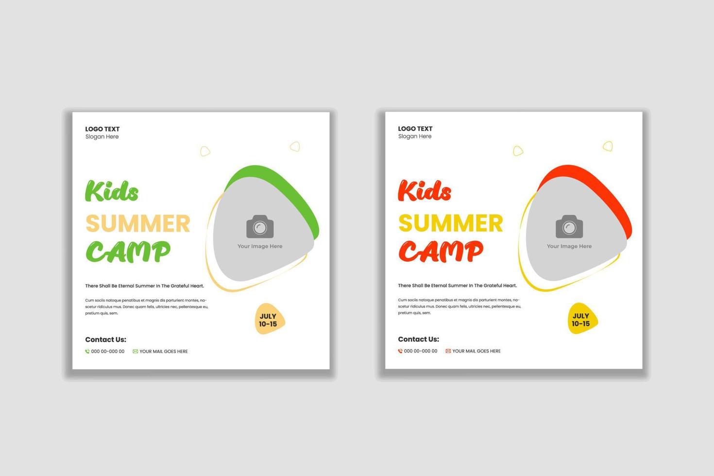 plantilla de banner de publicación de redes sociales de campamento de verano para niños vector