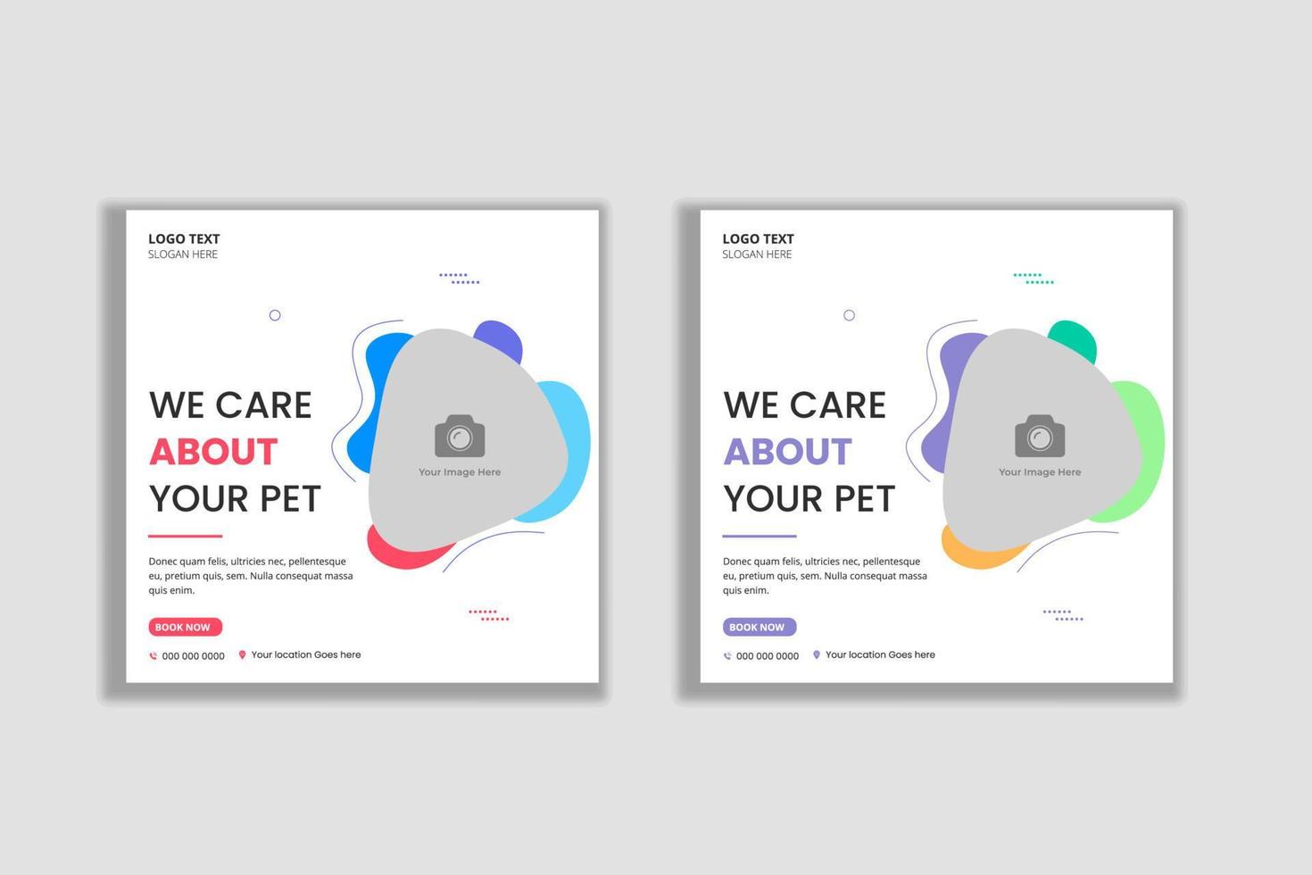 Pet care abstract social media banner and web banner template vector
