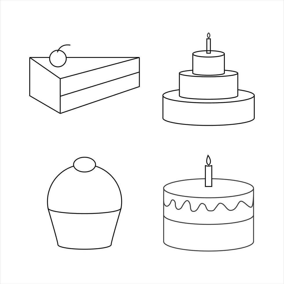 cake icon set, thin vector icon set