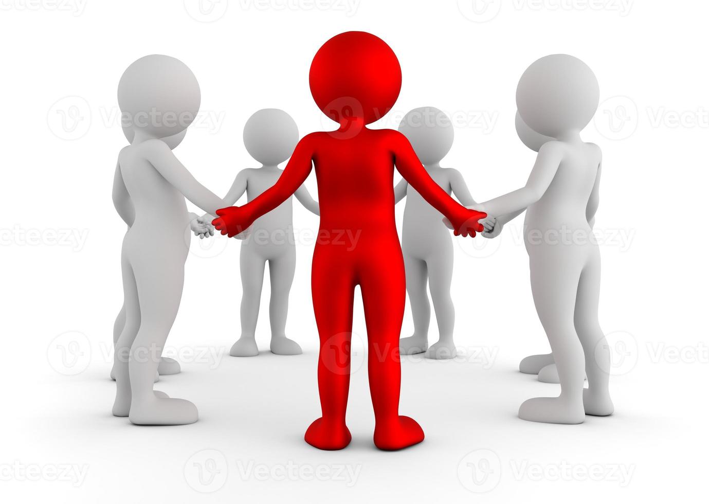 Toon men holding hands in a circle. Support group, teamwork, business leader concept photo