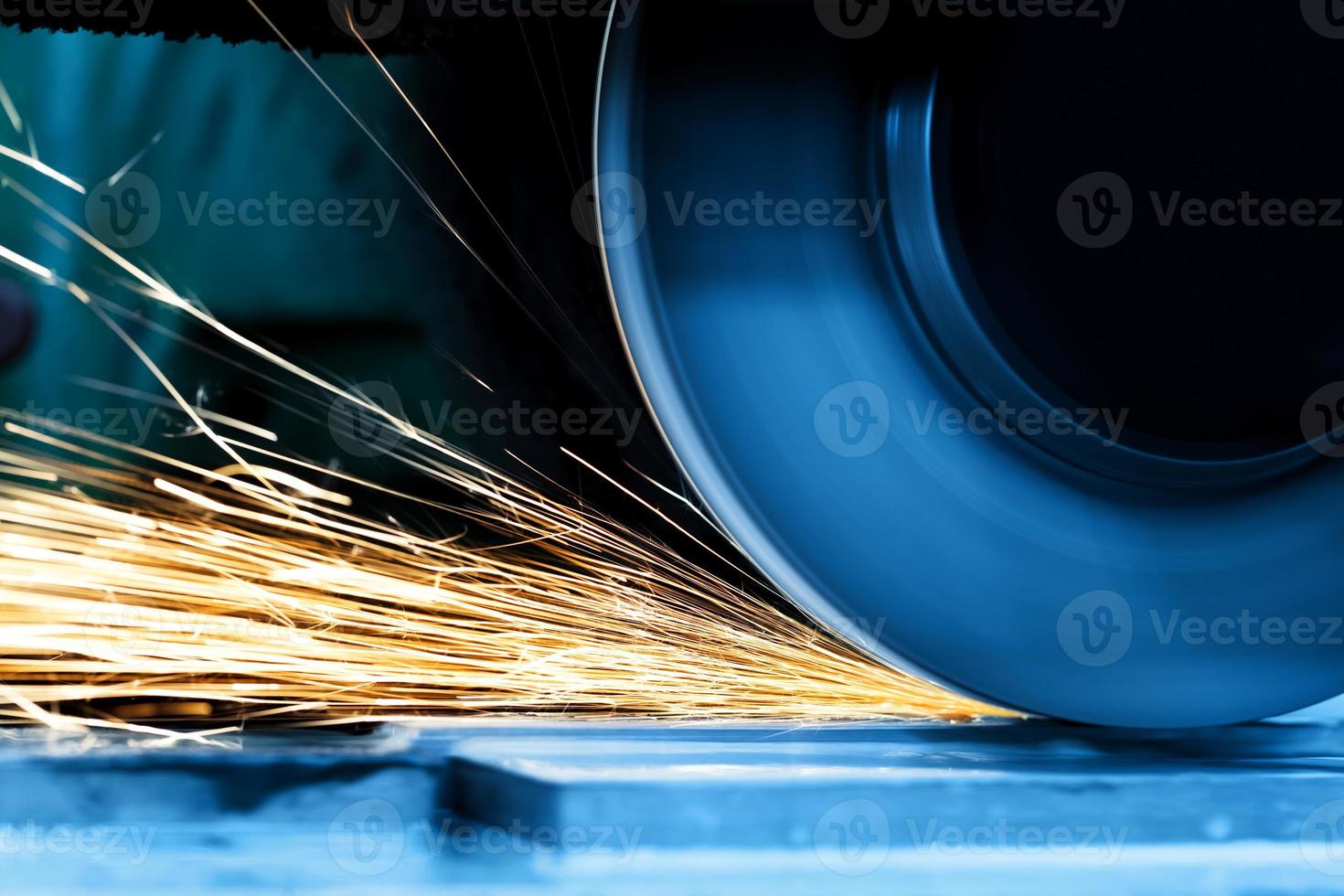 Sparks from grinding machine. Industrial, industry photo