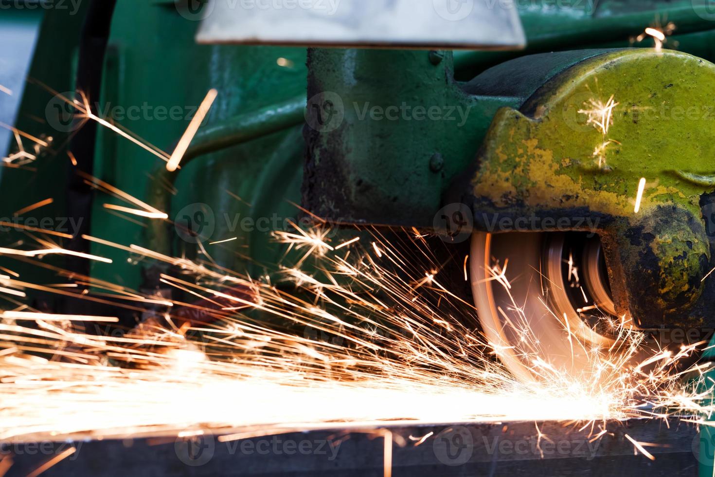 Sparks from grinding machine. Industrial, industry photo