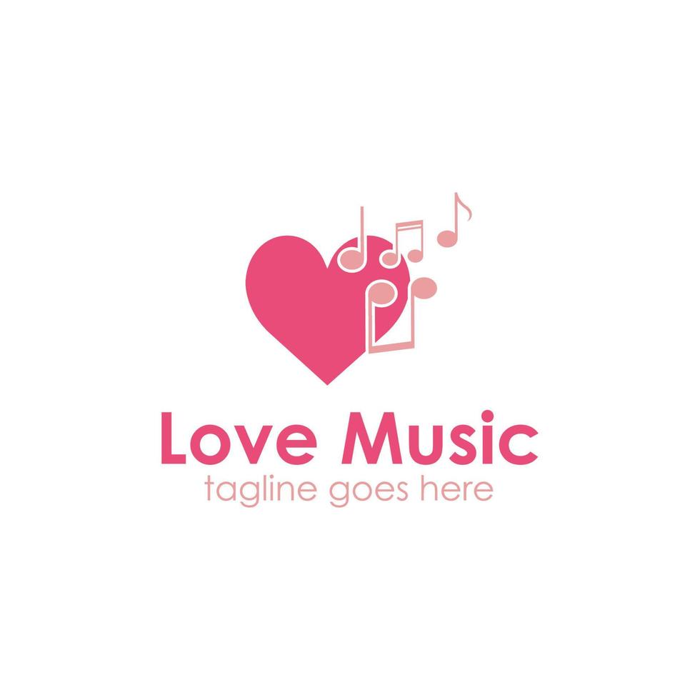 plantilla de diseño de logotipo de música de amor con icono de hogar simple y único. perfecto para negocios, empresa, tienda, móvil, aplicación, icono, etc. vector