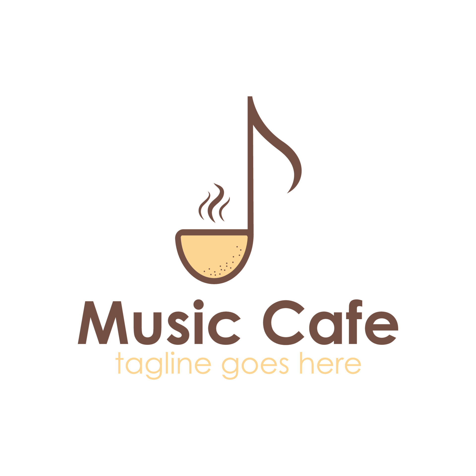 Music Cafe logo design template with coffee icon simple and unique