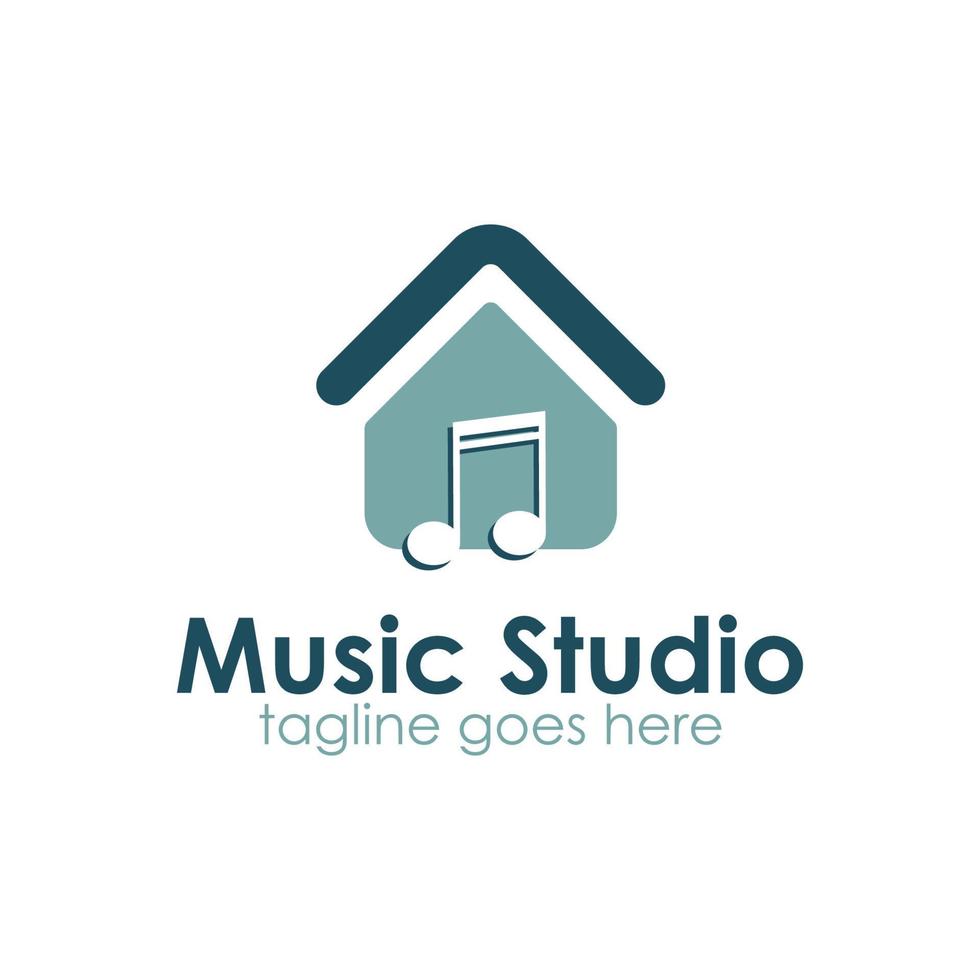 Music Studio logo design template with house icon, simple and unique. perfect for business, company, store, market, mobile, app, etc. vector