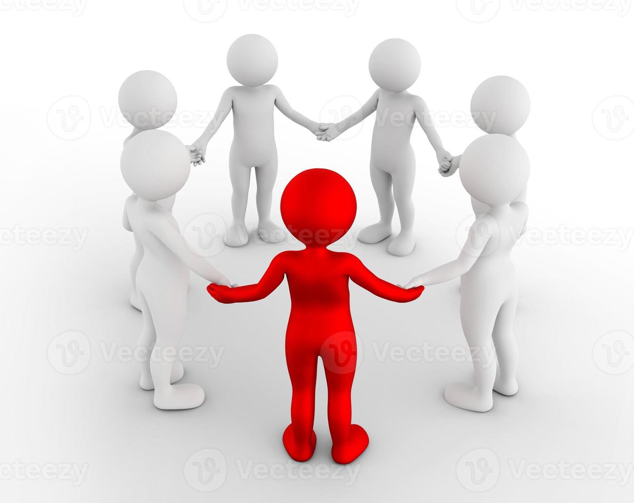 Toon men holding hands in a circle. Support group, teamwork, business leader concept photo