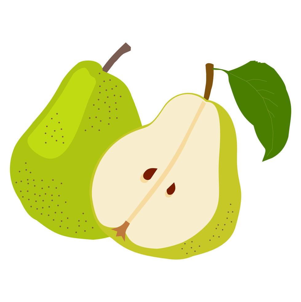 dulce pera verde transparente. fondo blanco de frutas saludables orgánicas. ilustración vectorial fruta orgánica. aislado vector