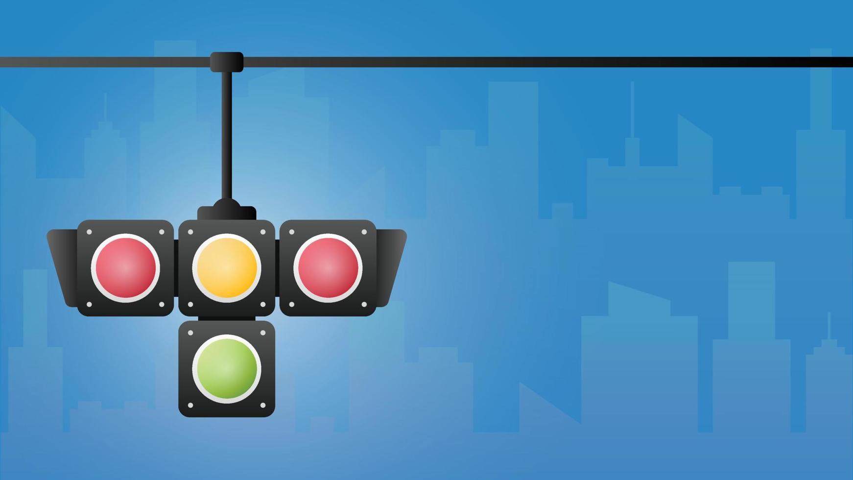 Concept traffic light banner free space for text. Traffic light signal with red, yellow and green color, Vector illustration of business card stoplight.
