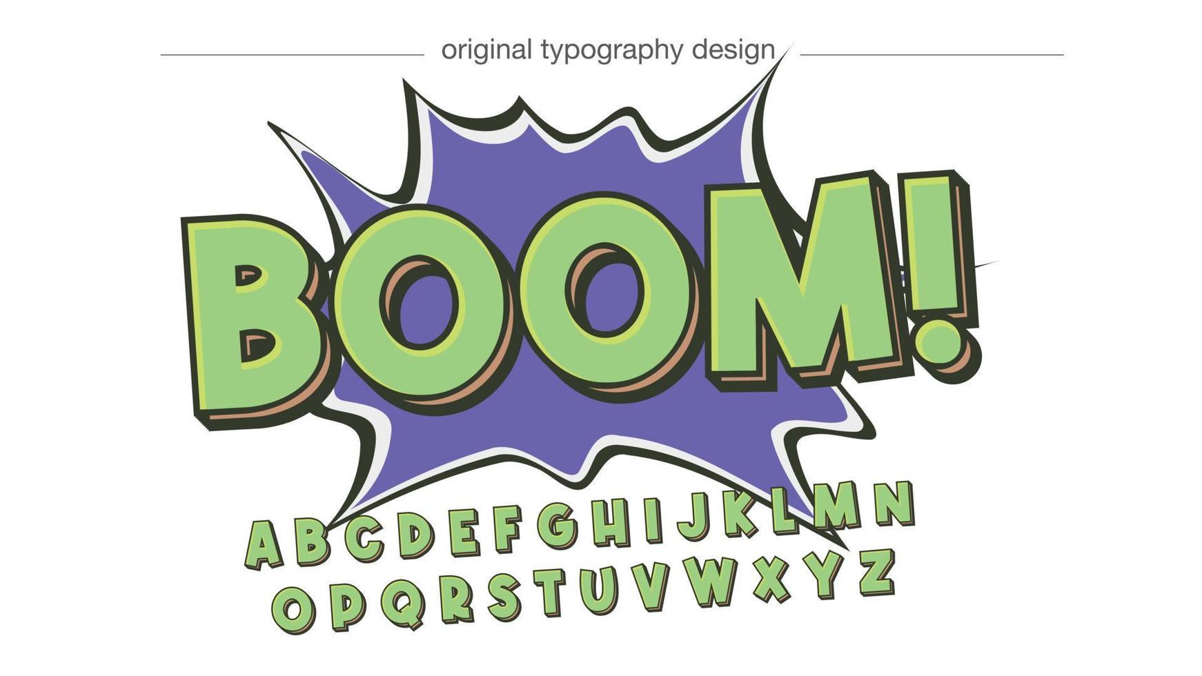 green 3d vintage comic book uppercase typography vector