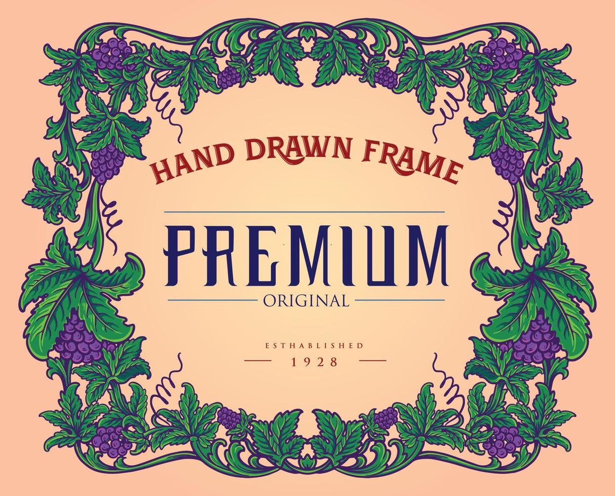 Classic frame wine labels with floral ornate vector