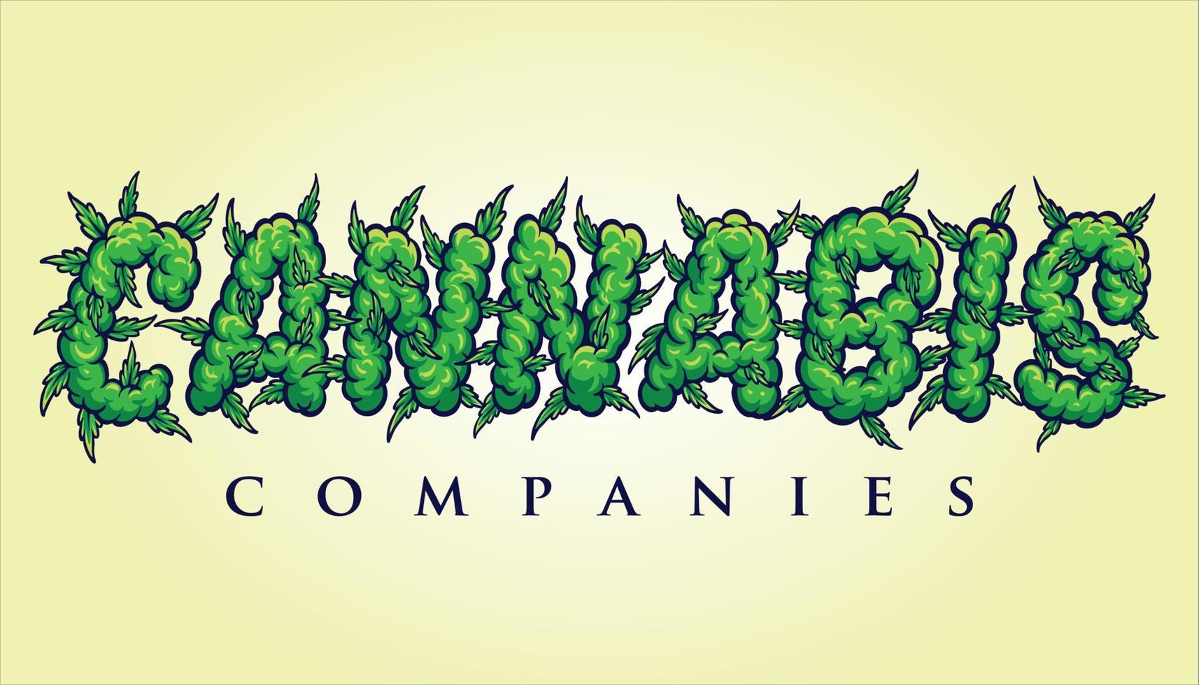 Cannabis word lettering with smoke effect vector