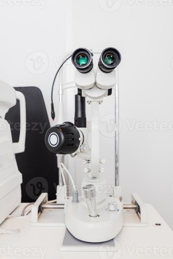 Optician's machine for eye examination. photo