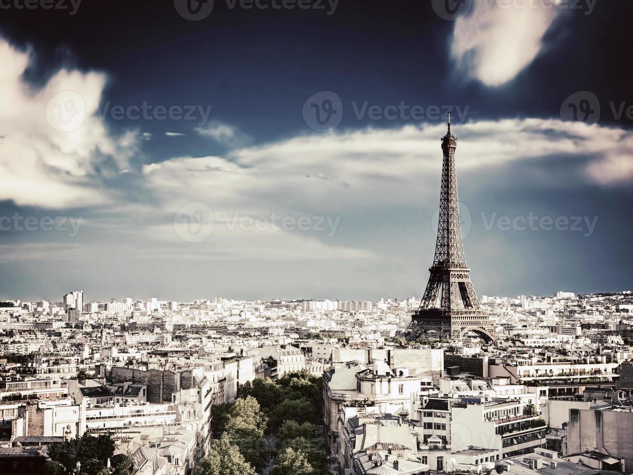 Rooftop view on the Eiffel Tower, Paris, France photo