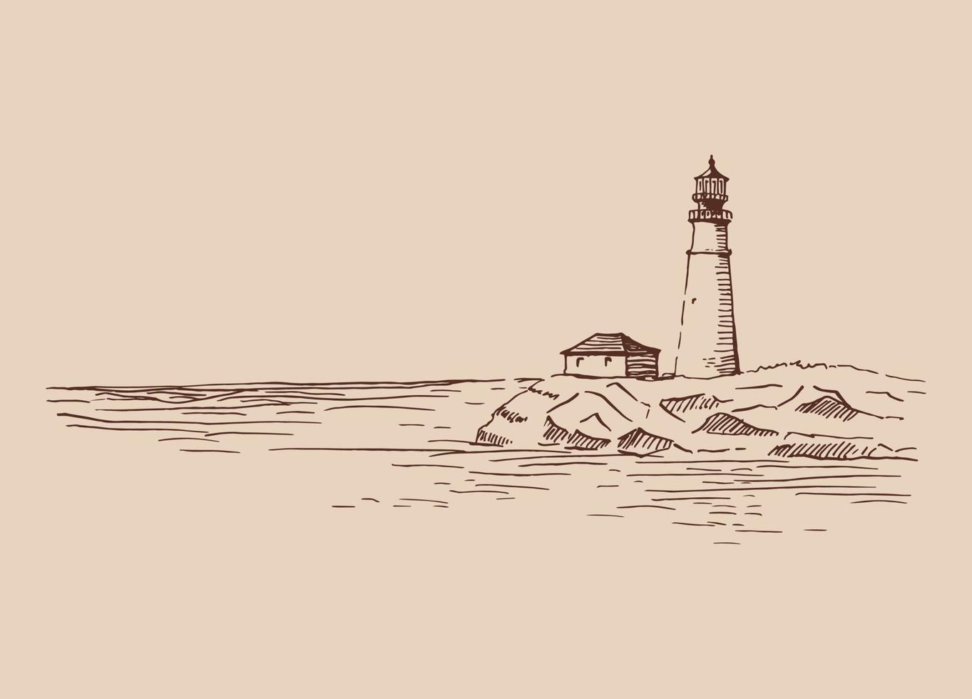 faro. marina. ilustración vectorial dibujada a mano. vector