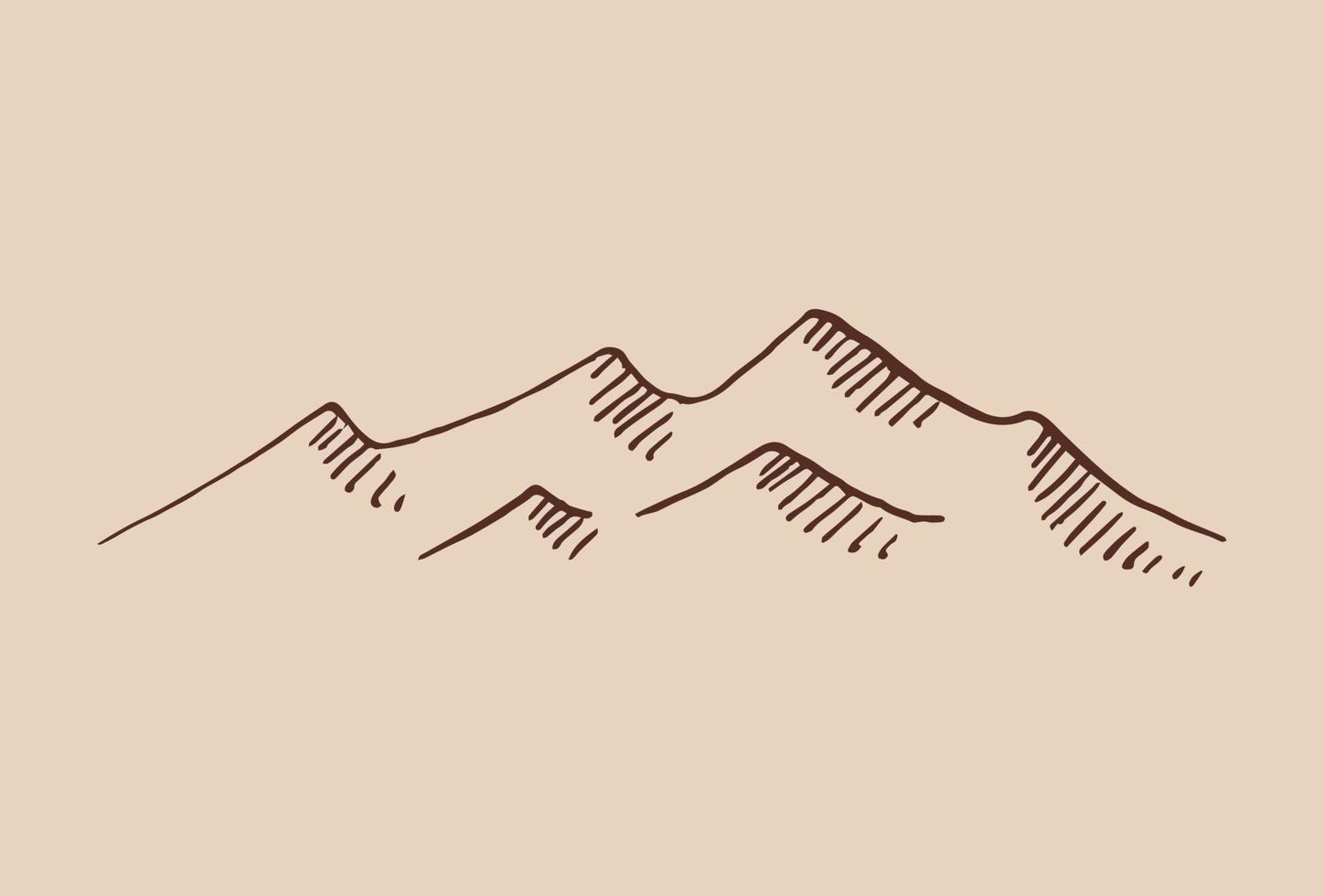 Mountains. Hand drawn rocky peaks. Vector illustration.