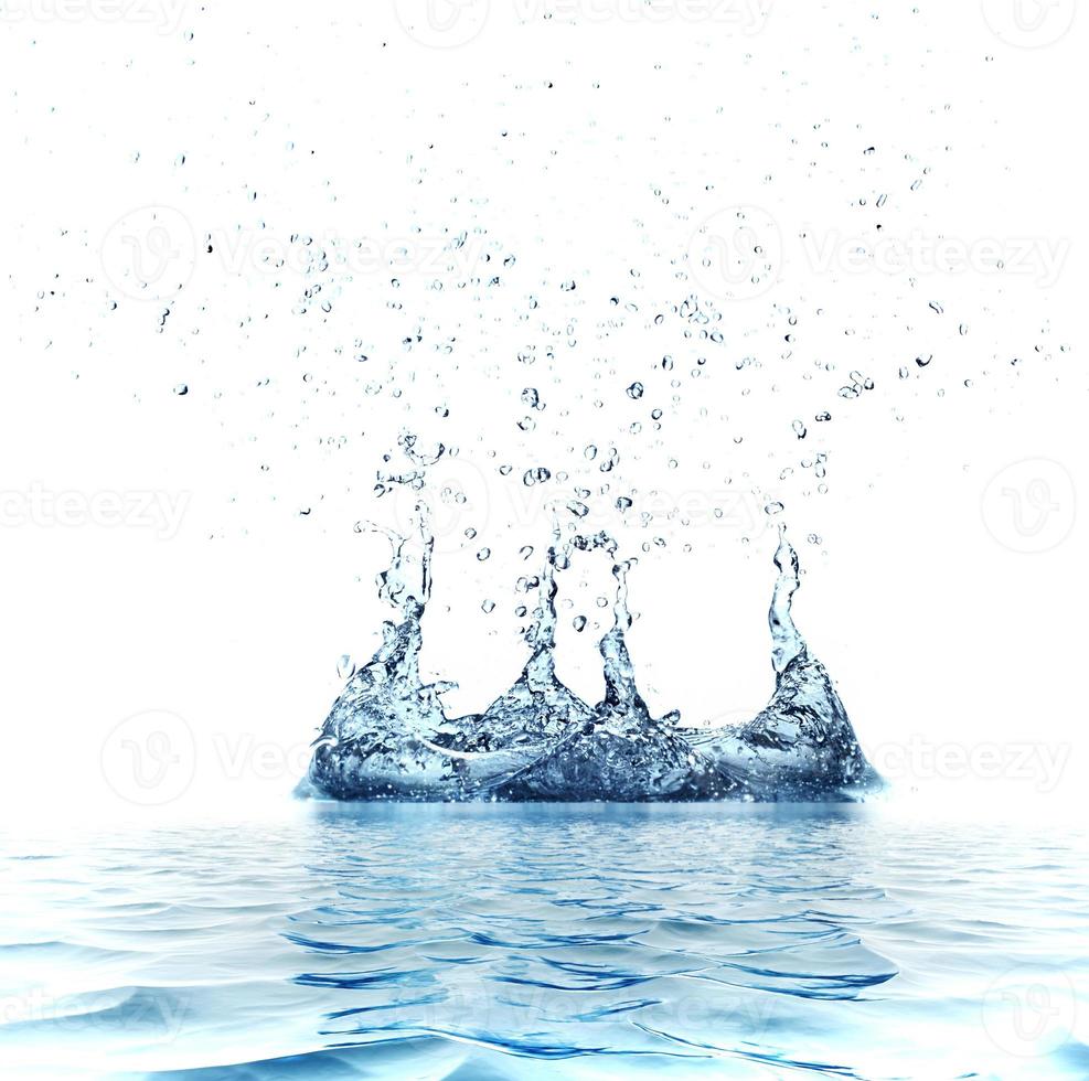 Water splash isolated on white background photo