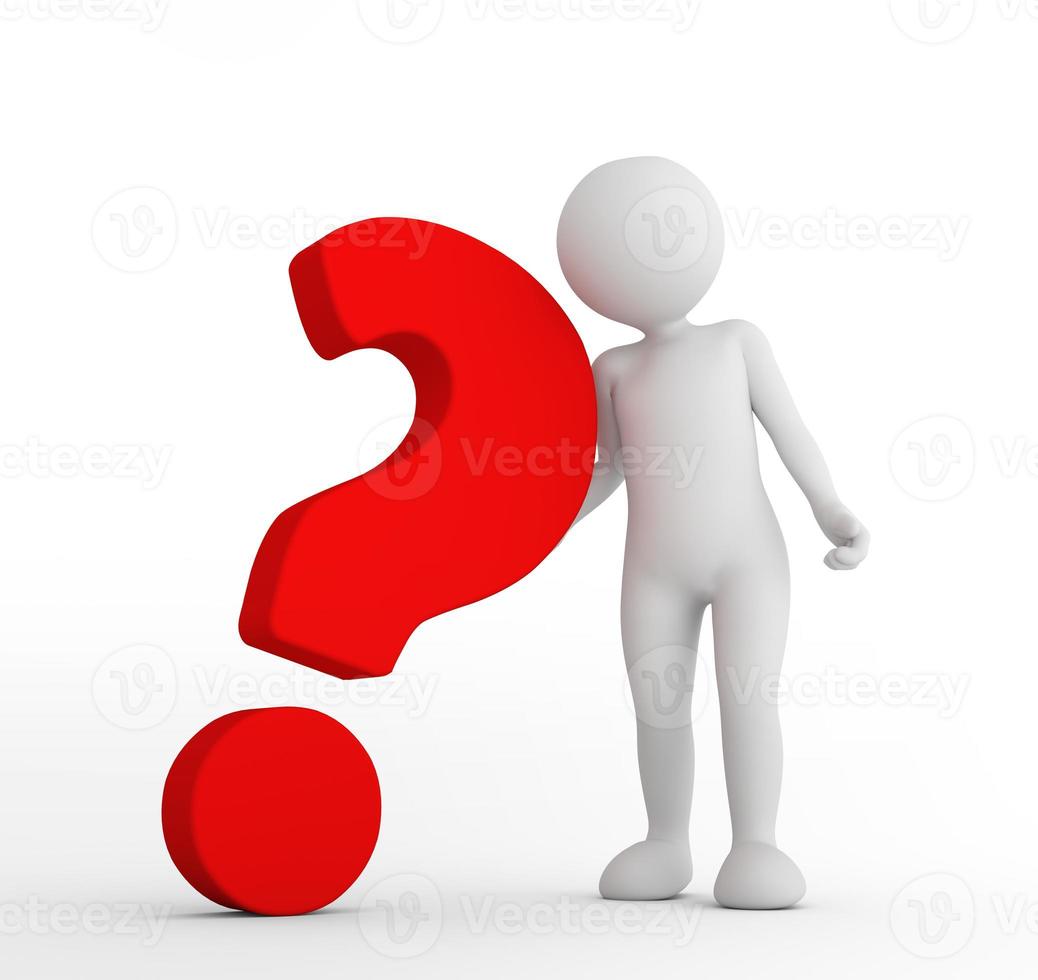 Red big question mark and toon man. FAQ, ask, search concepts photo