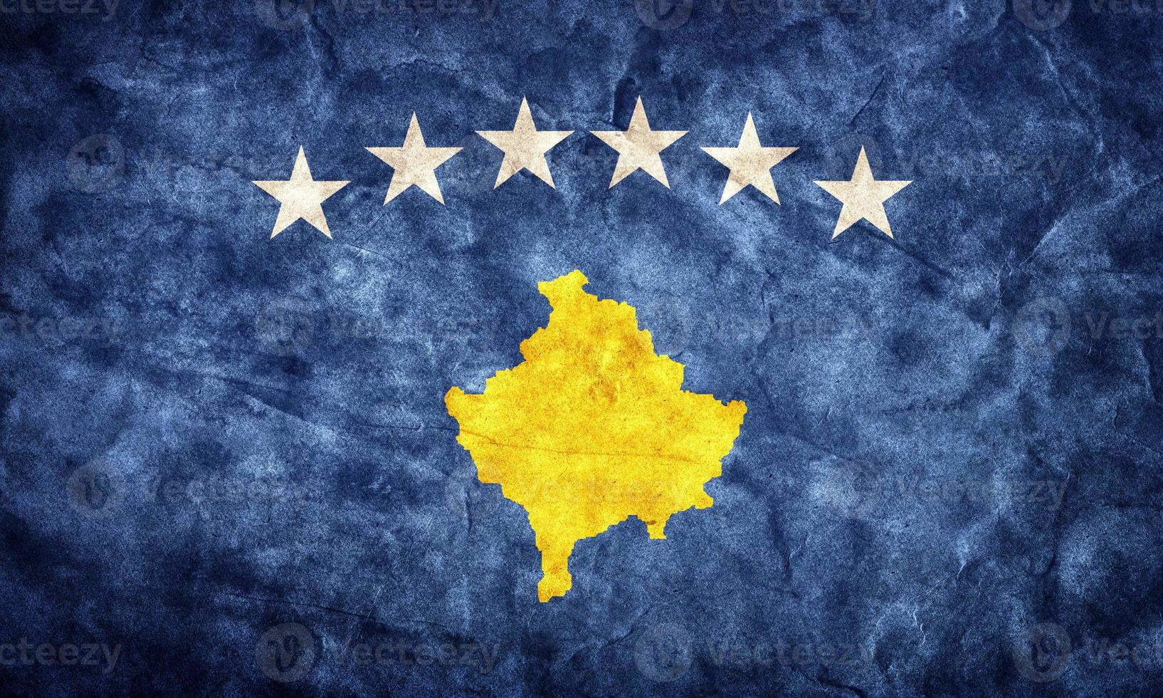 Kosovo grunge flag. Item from my vintage, retro flags collection photo