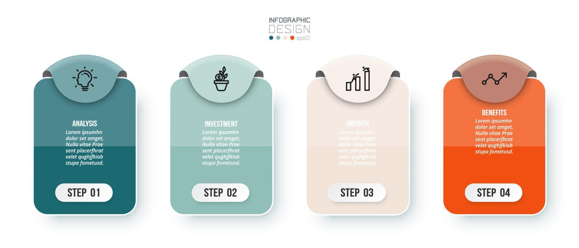 concepto de negocio de plantilla infográfica con paso. vector