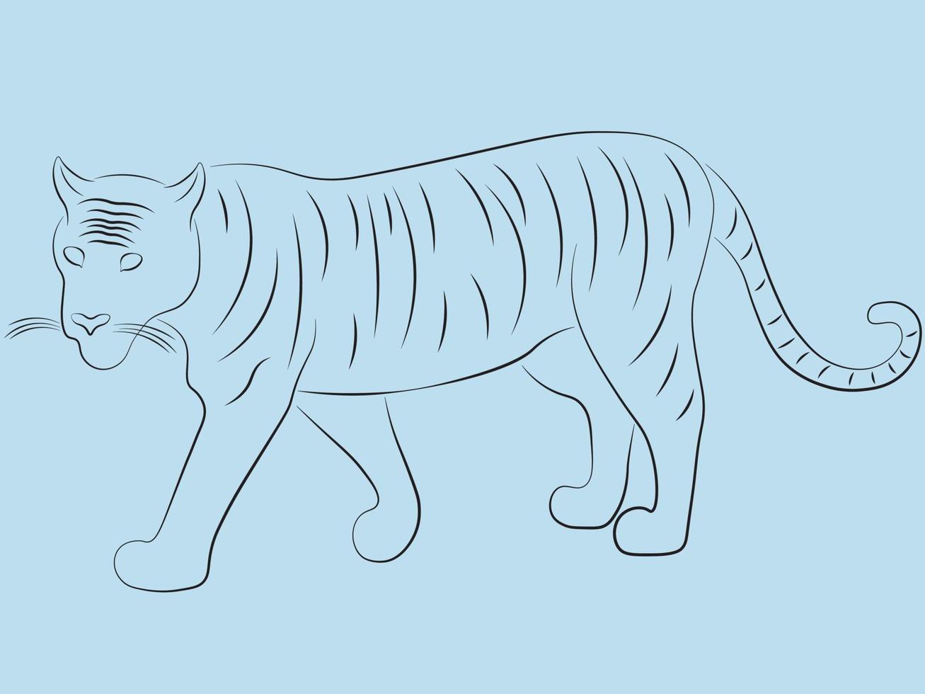 tigre contorno silueta arte dibujo vector ilustración