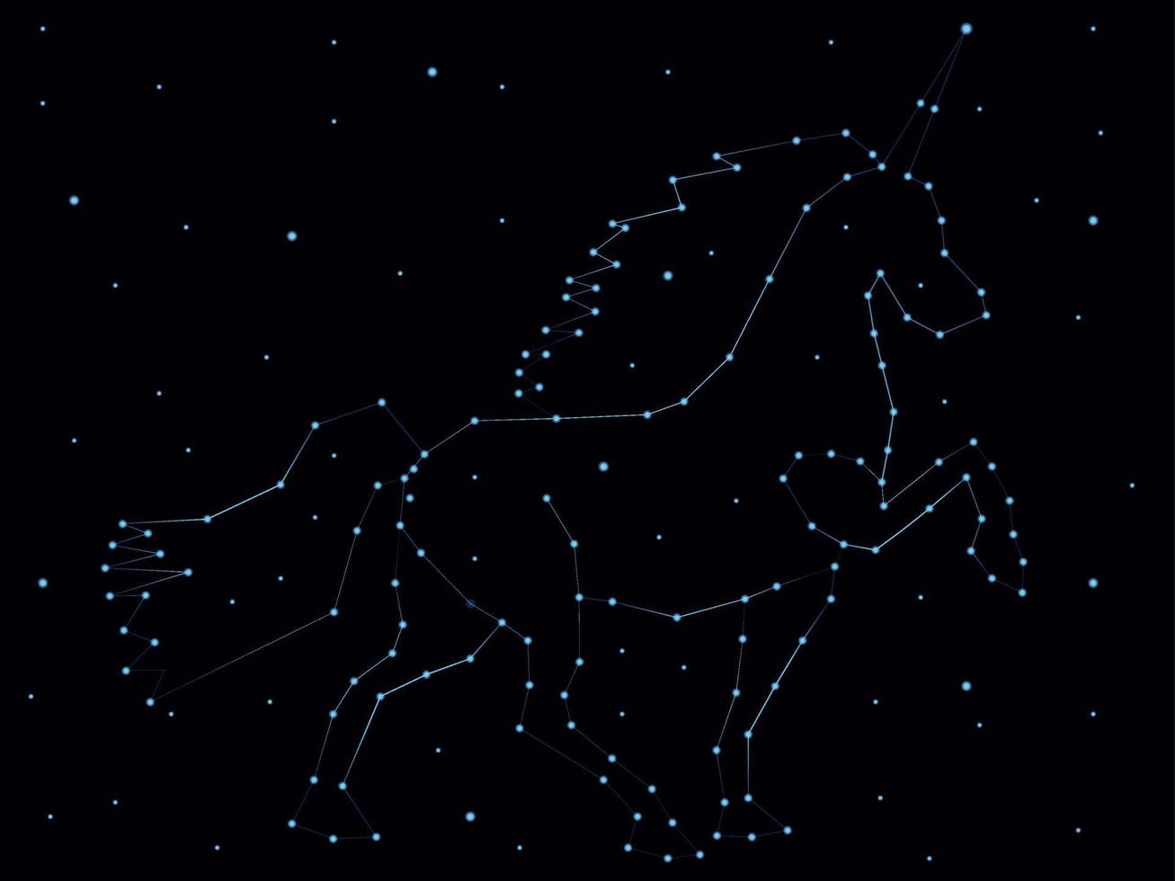 Unicorn constellation starry space vector illustration