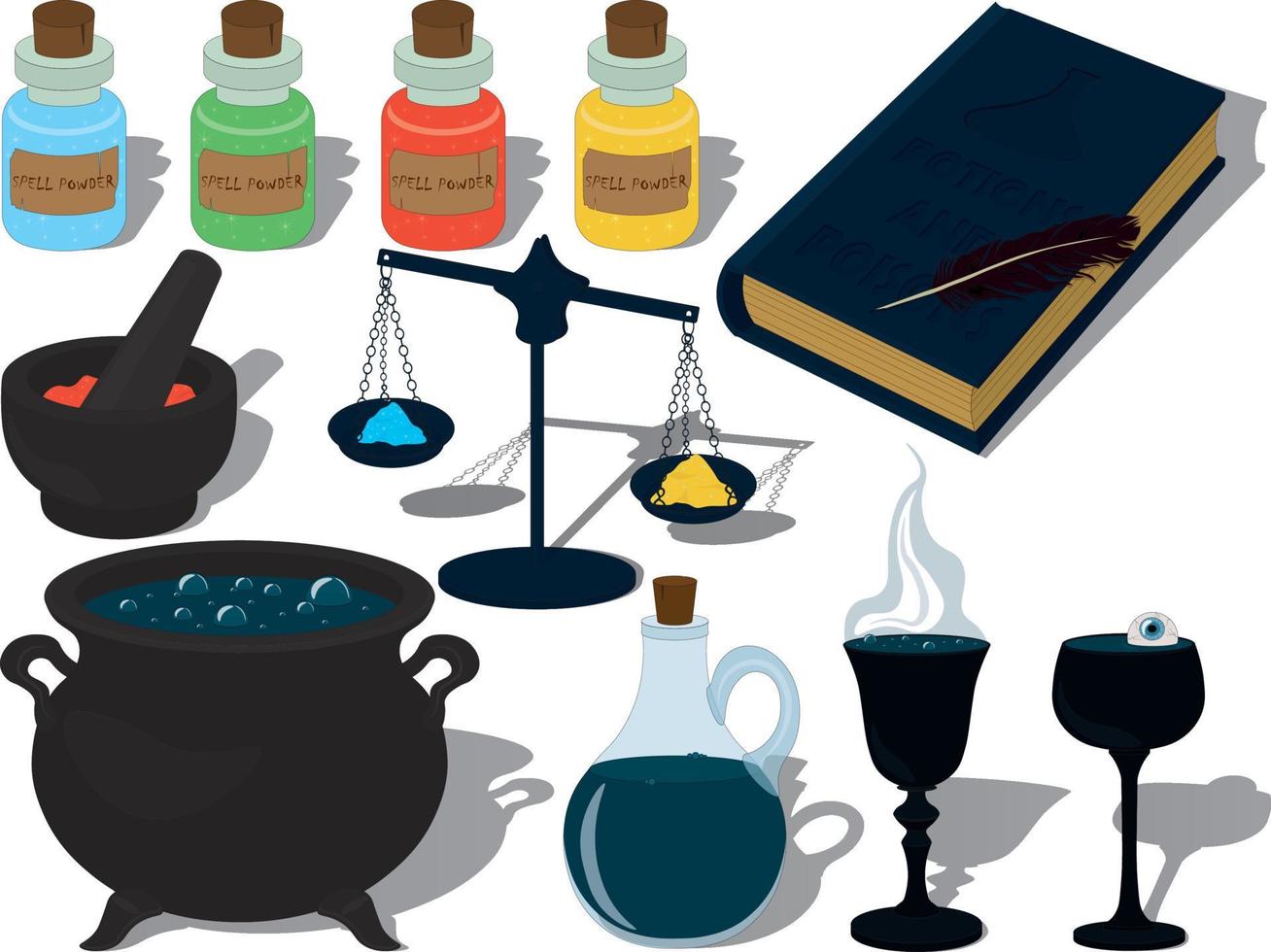 Potions and poisons craft items collection vector illustration