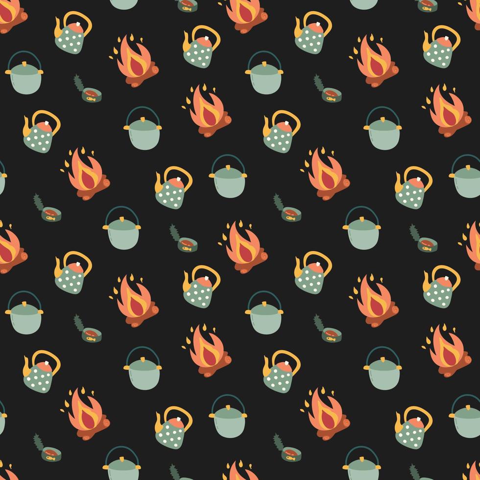Seamless pattern with camping elements. vector