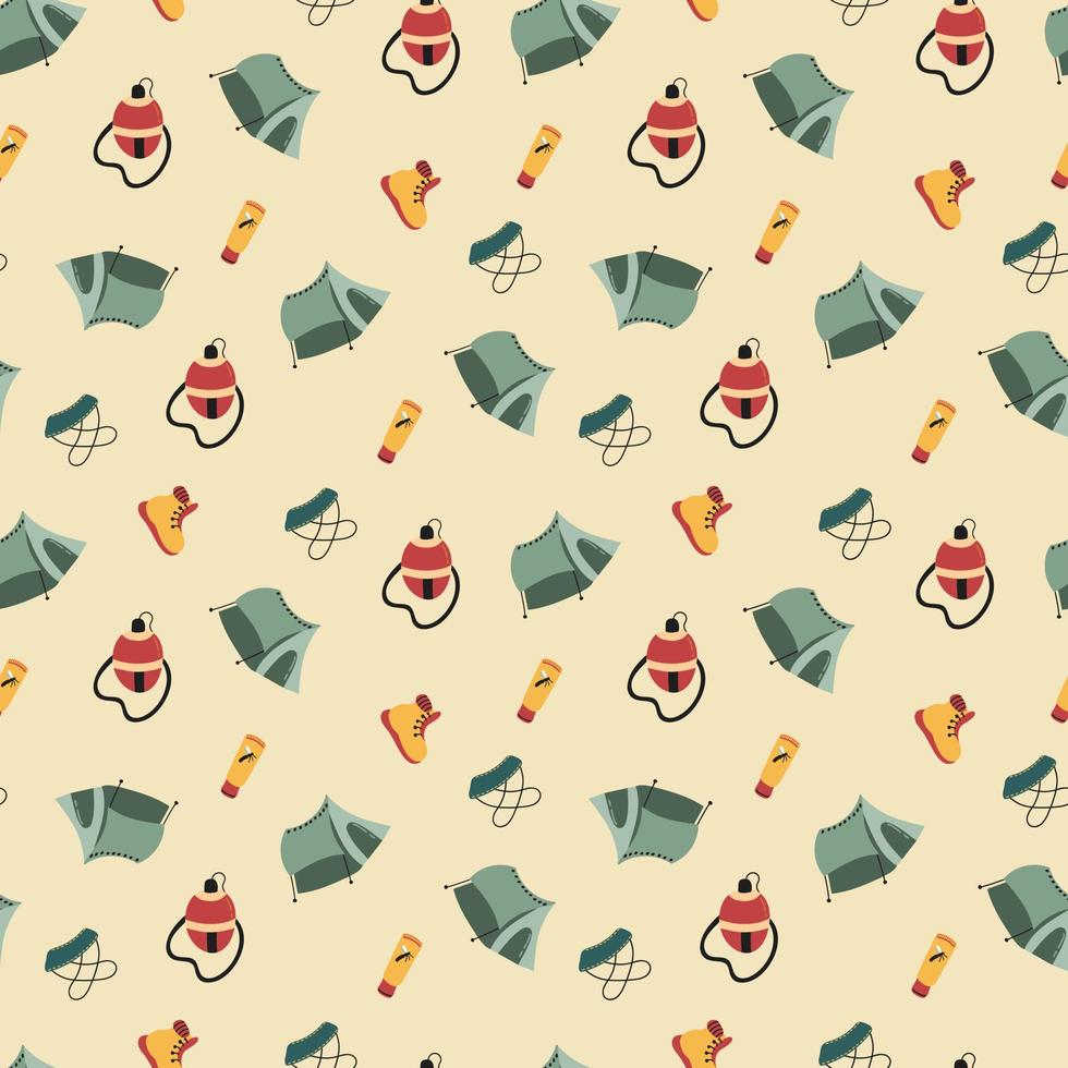 Seamless pattern with camping elements. Design for fabric, textile vector
