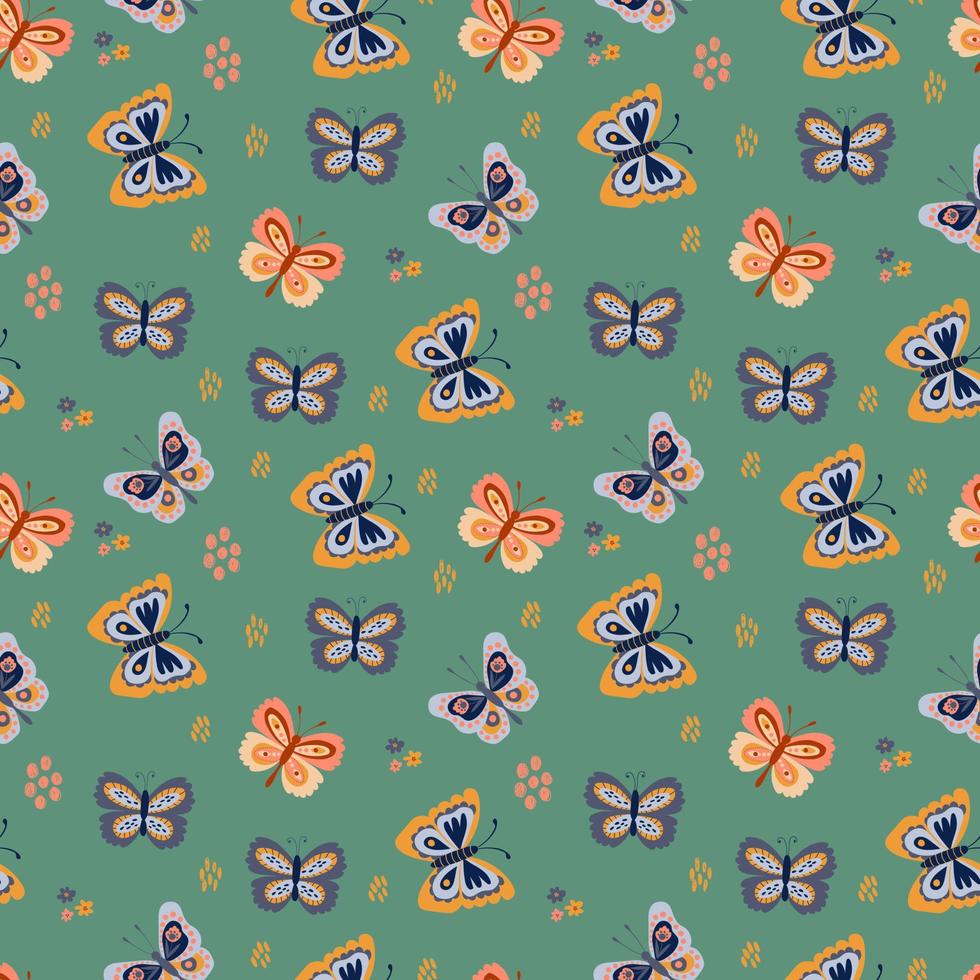 patrón sin costuras con lindas mariposas. vector