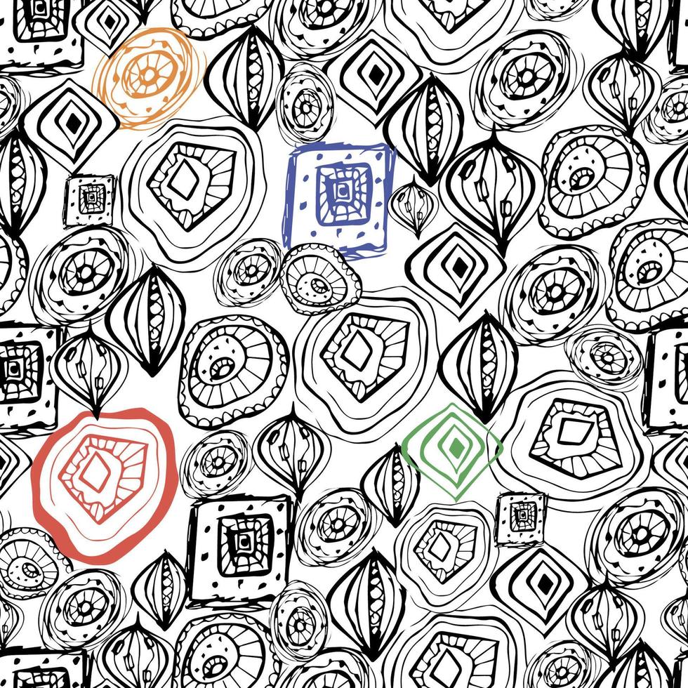 Seamless background with inky abstract patterns vector