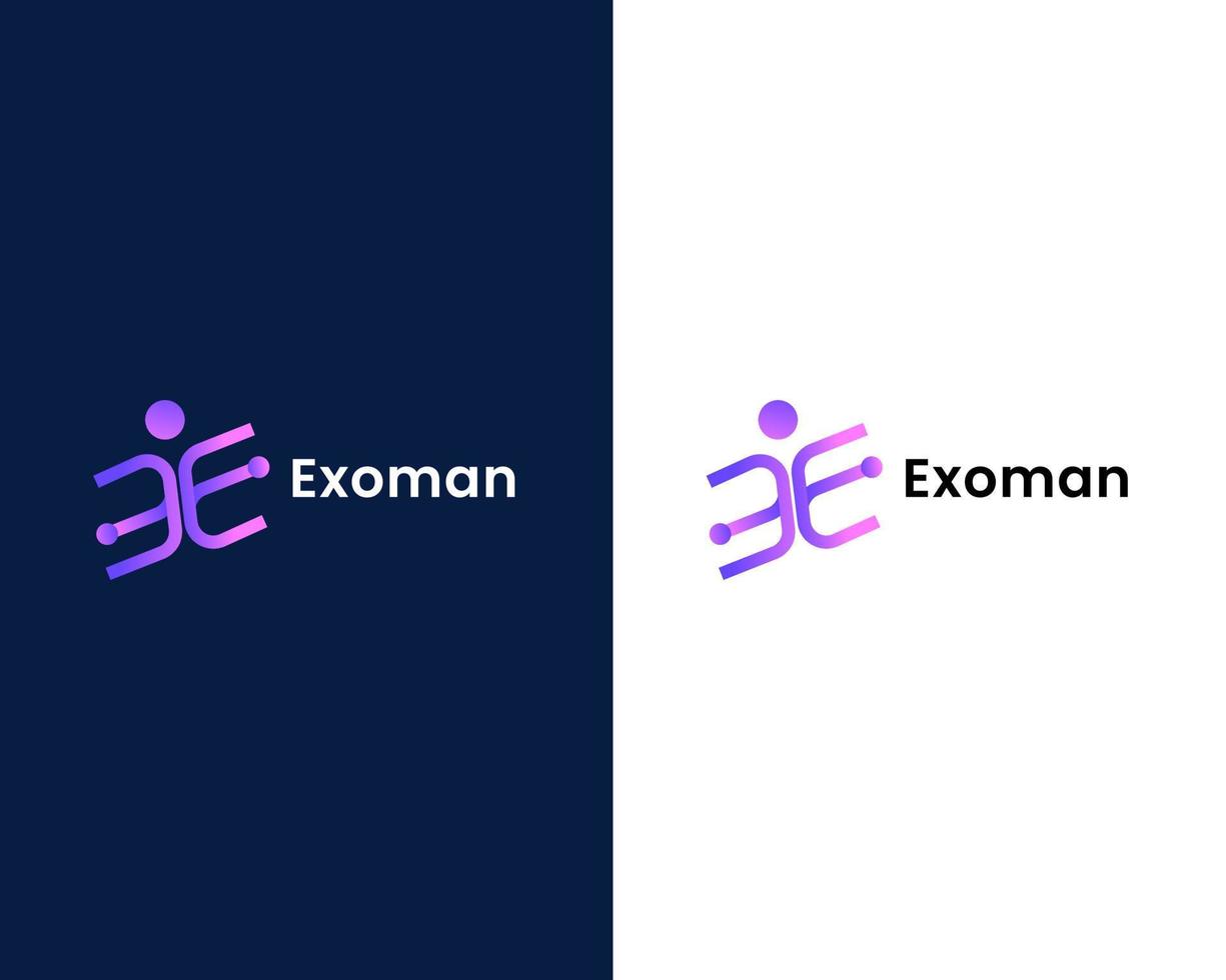 letter e with man modern logo design template vector