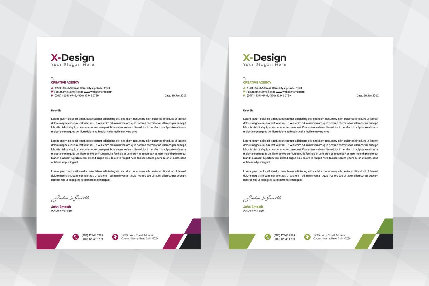 Corporate Company letterhead template, corporate business stationery
