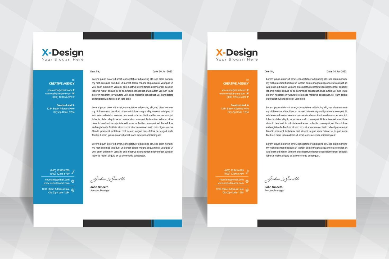 Corporate Company letterhead template, corporate business stationery vector