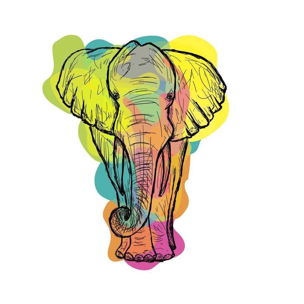 Elephant sketch drawn by hand vector