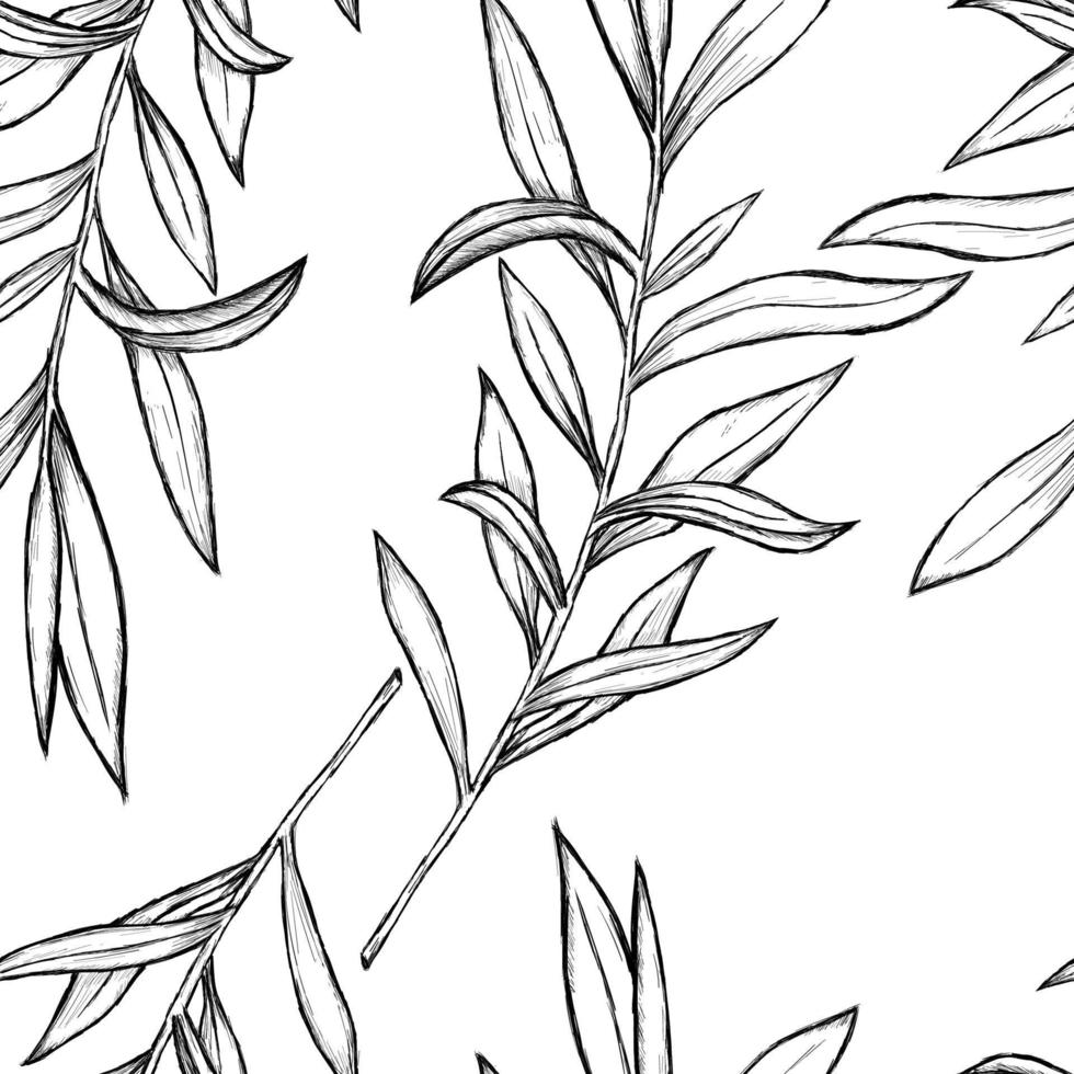 Seamless background with leaves sketch vector