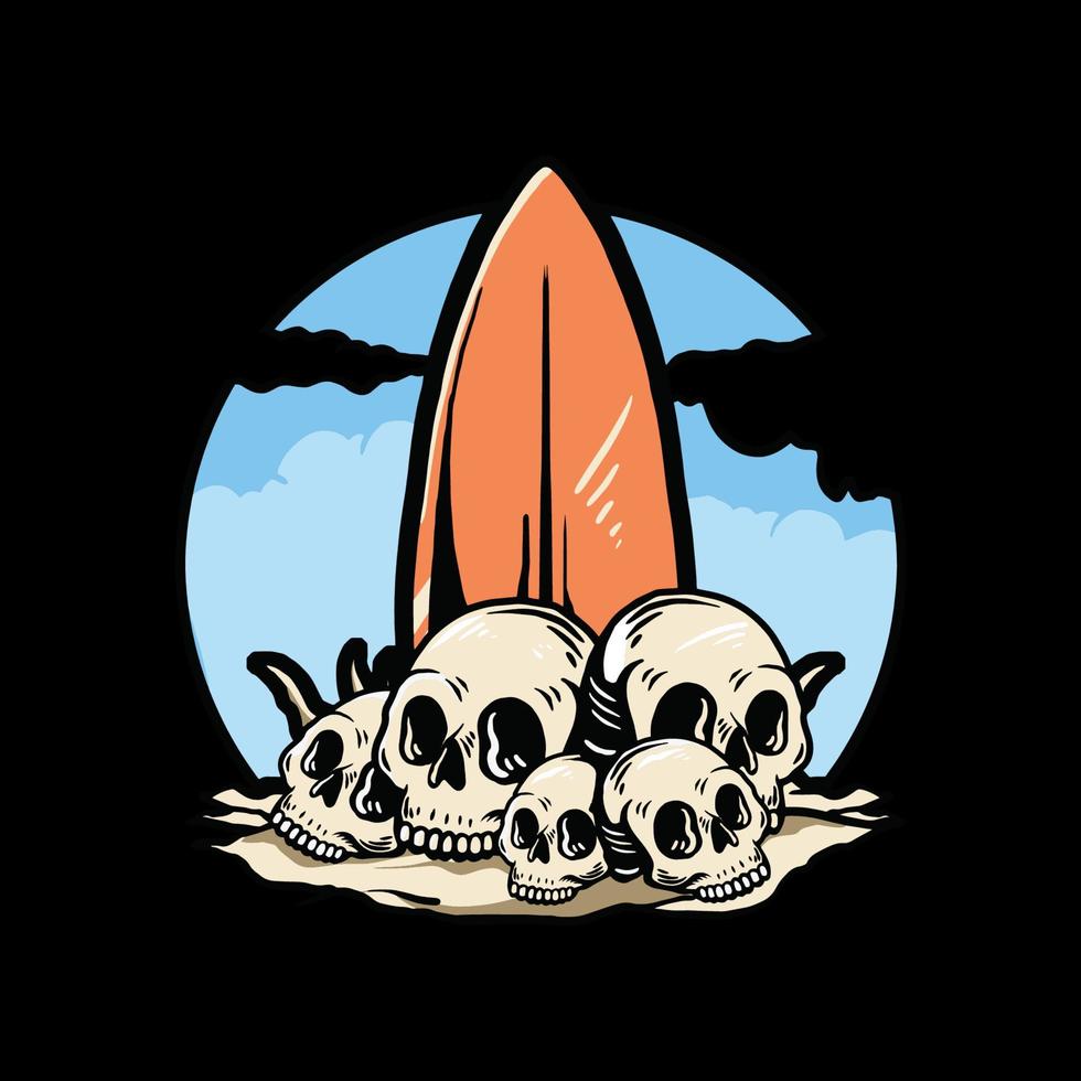 Vector summer skull with surf