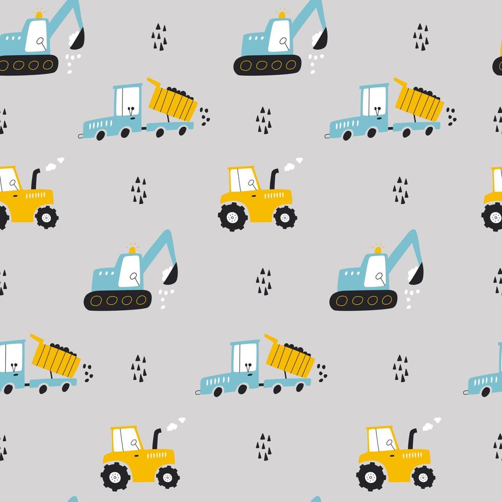 Seamless pattern with building equipment. Kids print. Vector hand drawn illustration.