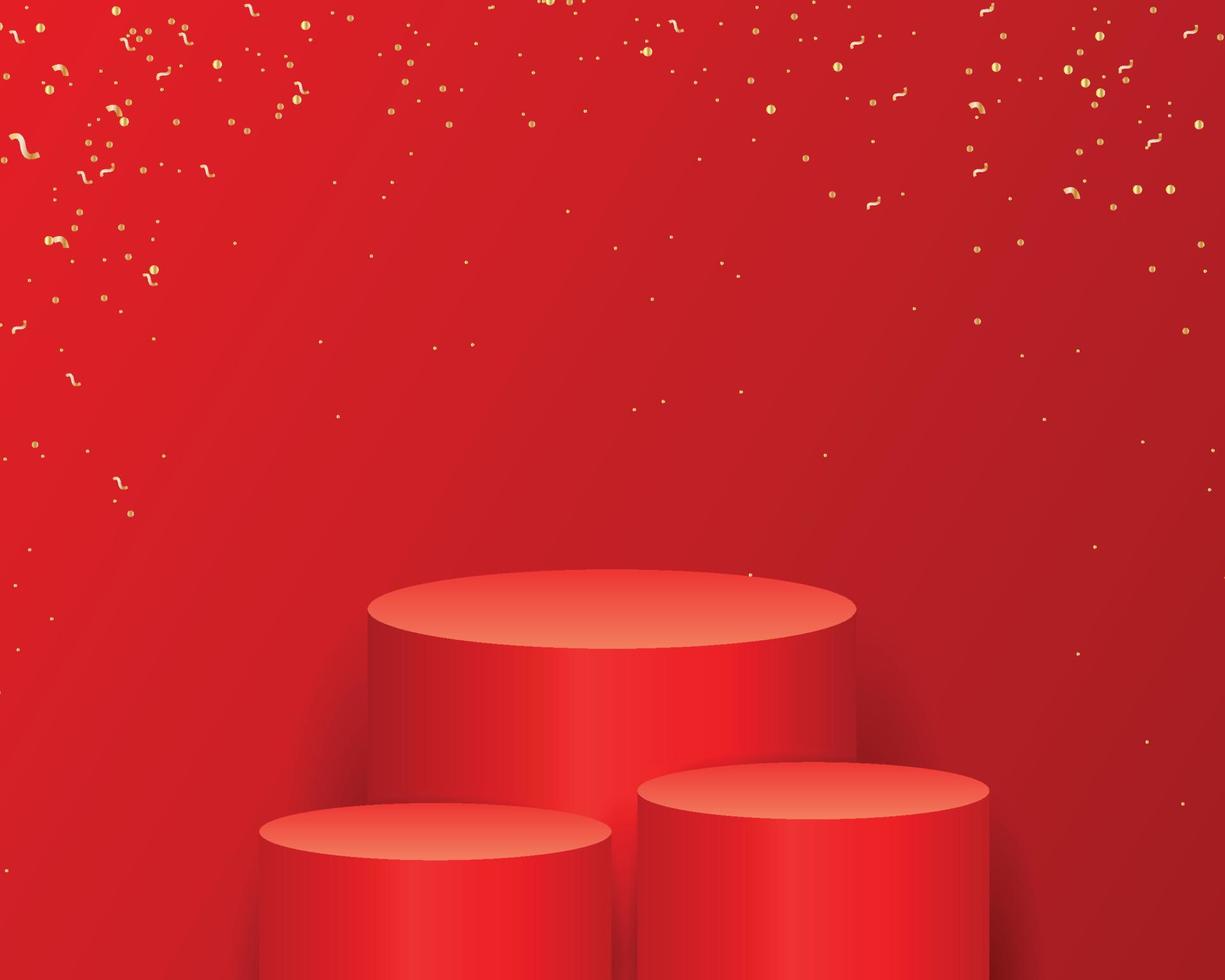 Red 3D Podium and background vector