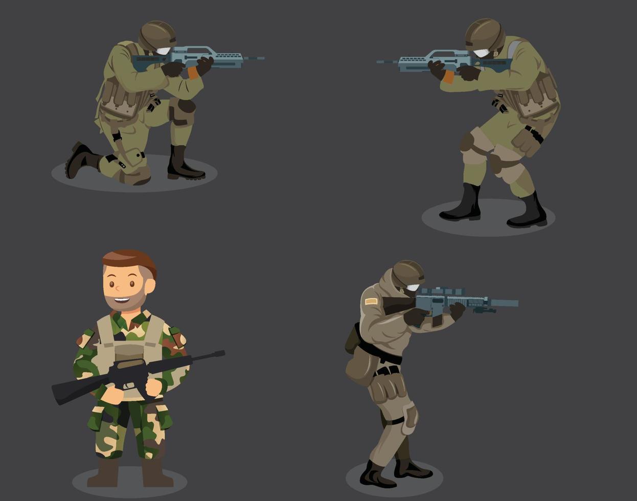 army soldier icon shooting gesture flat cartoon sketch vector