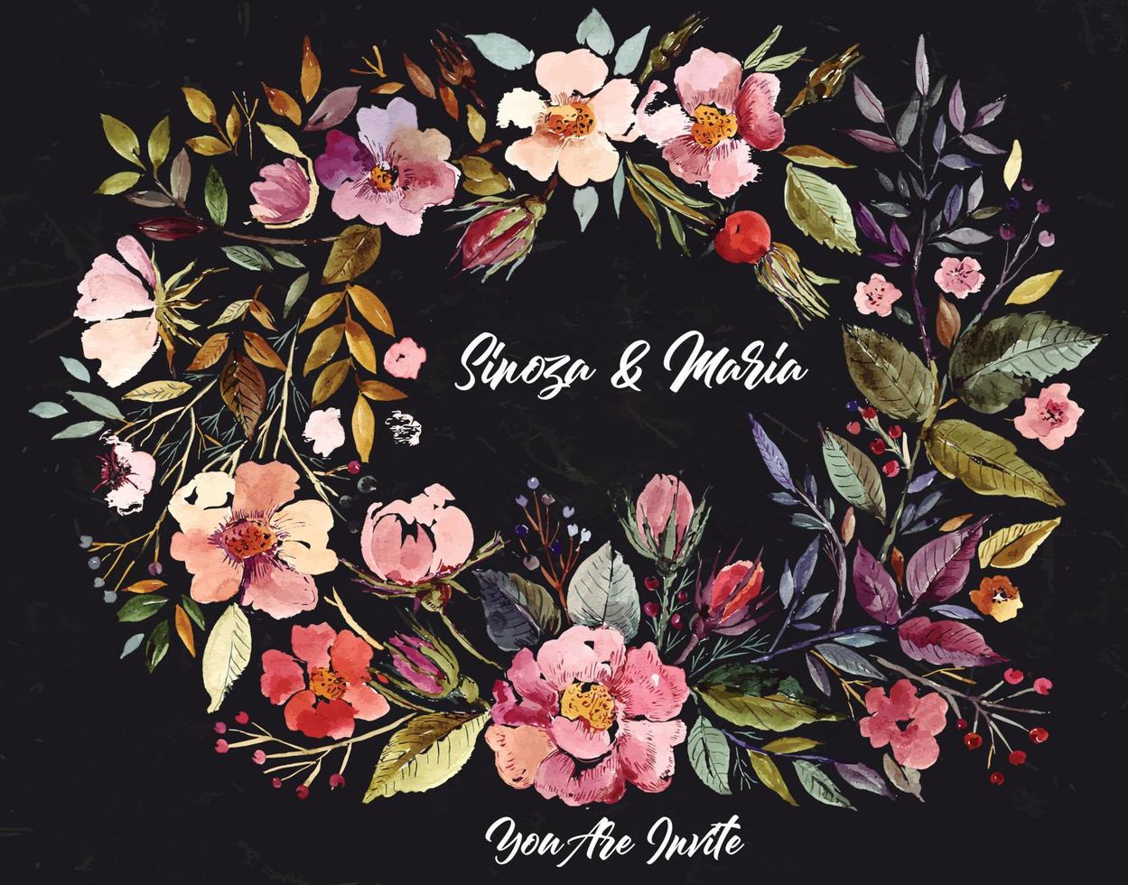 Colorful floral rose wedding invitation vector