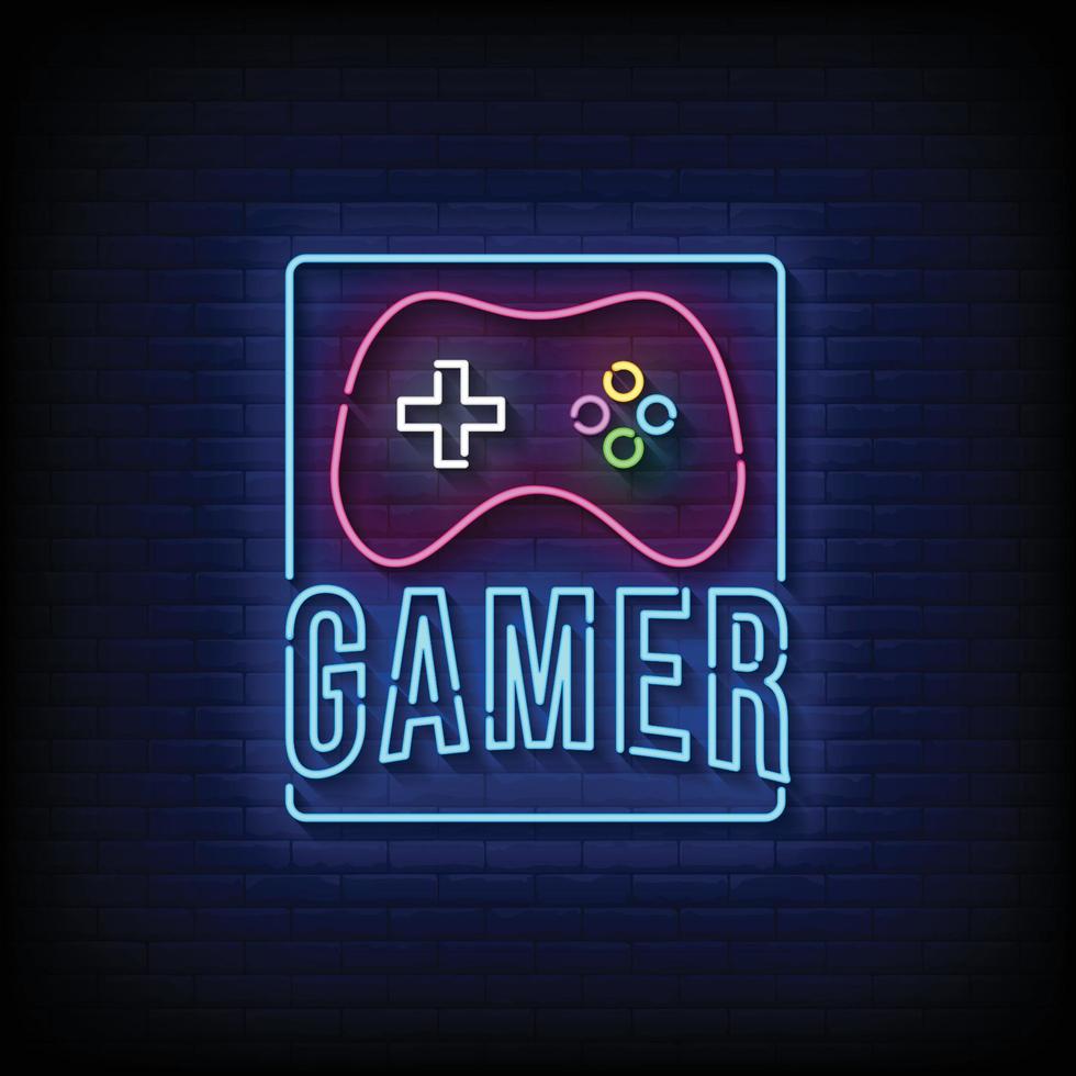 Gamer Neon Signs Style Text Vector