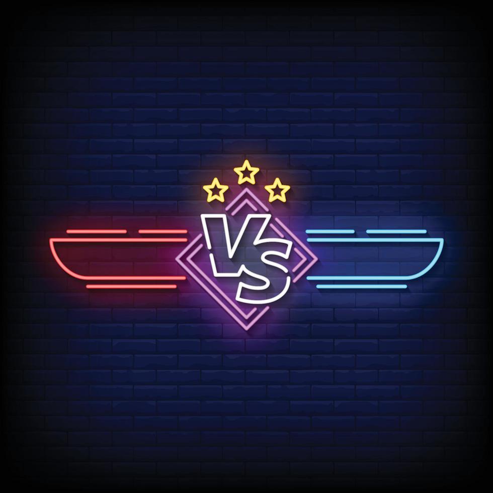 Versus Neon Sign On Brick Wall Background Vector