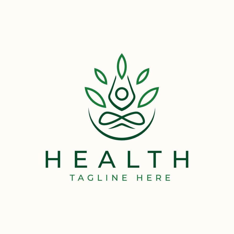 Yoga Logo with Leaf Logo Template. Vector Illustration