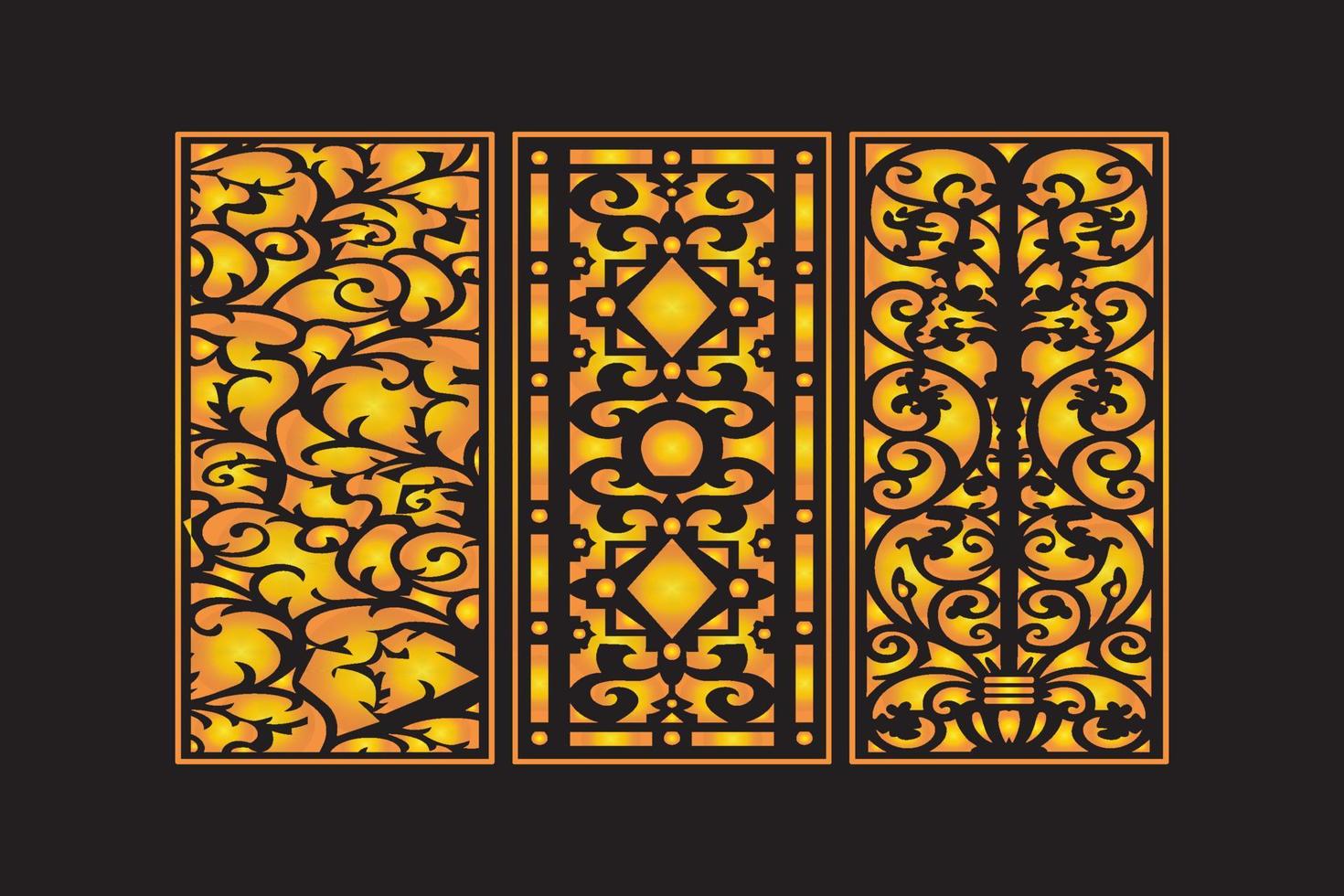 Decorative Die Cut Floral Seamless Abstract Pattern Laser Cut Panels Gold Template vector